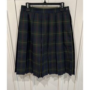 Vtg Dennis Made In USA Women's Size Missy 14 Plaid Skirt Pleated Preppy Academia
